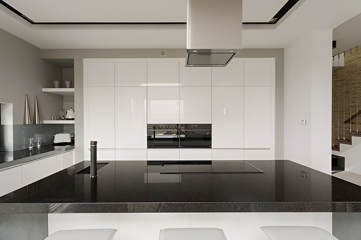 modern black and white kitchen